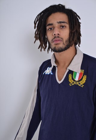 VINTAGE KAPPA ITALY RUGBY SHIRT JERSEY BLUE