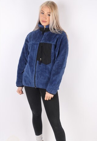 VINTAGE FLUFFY OVERSIZED FLEECE JACKET JUMPER SWEATER M 10