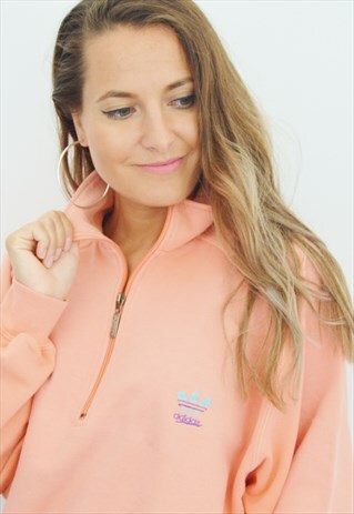 80'S ADIDAS TREFOIL 1/4 ZIP VINTAGE SWEATSHIRT/JUMPER