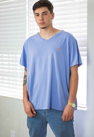 VINTAGE POLO RALPH LAUREN T-SHIRT LOGO 90S XXL 6.7