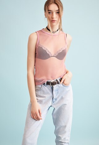 90'S RETRO KITSCH FISHNET MESH TEEN TOP