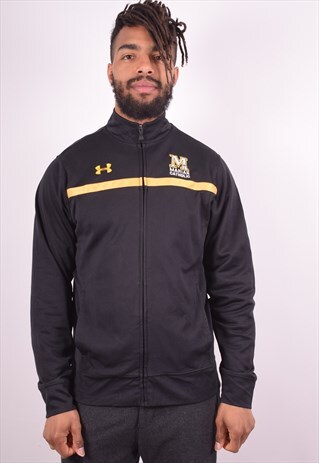 UNDER ARMOUR MENS VINTAGE TRACKSUIT TOP JACKET SMALL BLACK 9