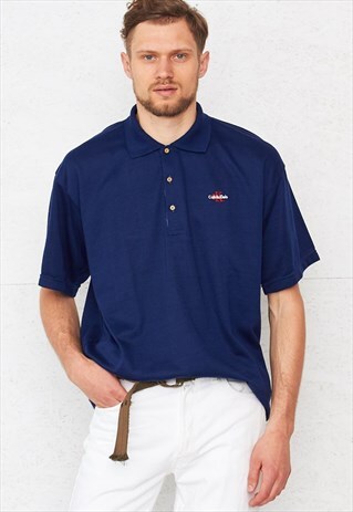 90S VINTAGE NAVY CALVIN KLEIN SHORT SLEEVE POLO SHIRT
