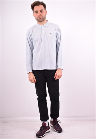 LACOSTE MENS VINTAGE POLO SHIRT LONG SLEEVE XS BLUE 90'S