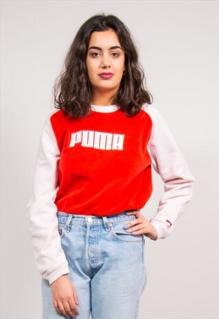 VINTAGE 90'S RED PUMA SWEATSHIRT JUMPER