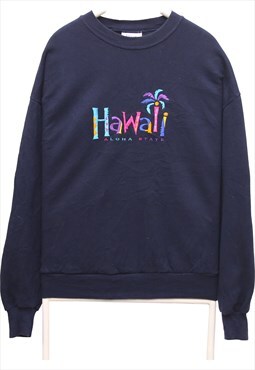 Vintage 90's locker line Sweatshirt Hawaii Crewneck Navy