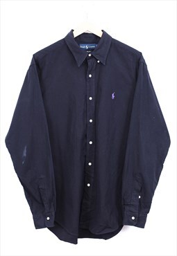 Vintage Ralph Lauren Shirt Black With Contrast Purple Logo