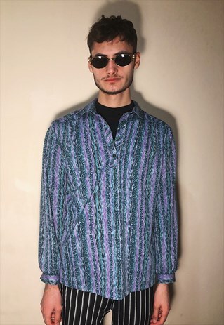 VINTAGE ABSTRAT PATTERNED NEUTRAL TONED SHIRT