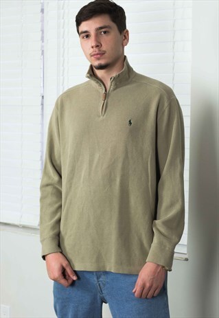 VINTAGE POLO RALPH LAUREN 1/4 ZIP SWEATSHIRT JUMPER L 19.7