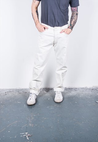LEVI'S VINTAGE WHITE 501 PAINT JEANS