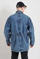 VINTAGE 80S DENIM PARKA JACKET IN STONEWASHED BLUE