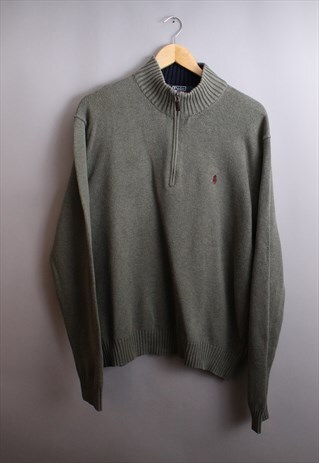 MENS VINTAGE GREEN RALPH LAUREN QUARTER ZIP JUMPER