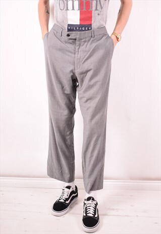 TOMMY HILFIGER MENS VINTAGE TROUSERS W34 L29 GREY 90S