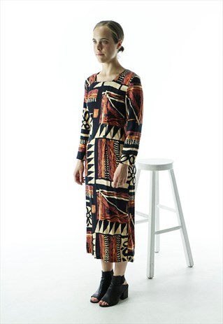 ABSTRACT LONG SLEEVE DRESS / MAXI DRESS / SUMMER BOLD DRESS
