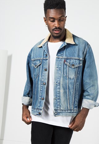 VINTAGE 80S LEVI'S CONTRAST COLLAR DENIM JACKET / S1573