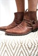 VINTAGE BROWN GENUINE LEATHER COWBOY WESTERN BOOTS SHOES