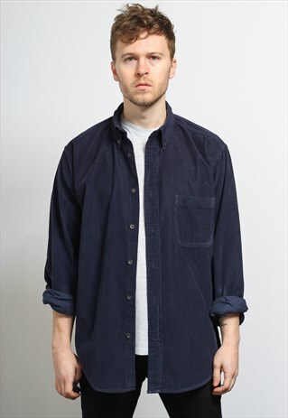 VINTAGE CORDUROY CORD SHIRT BLUE