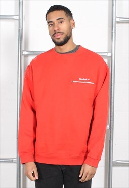 Vintage Reebok Sweatshirt in Red Pullover Sports Jumper XL
