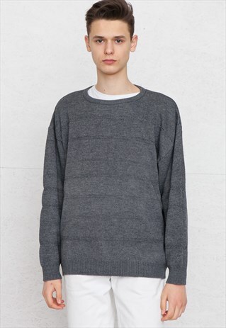 VINTAGE GREY WESTBURY ROUND NECK KNIT JUMPER