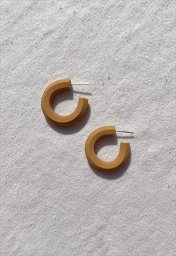 Handmade Mustard Hoop Earrings Modern Hypoallergenic