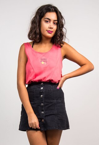 VINTAGE 80'S CUTE CORAL VEST TOP T-SHIRT