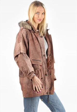 LEATHER PARKA COAT VINTAGE ANORAK
