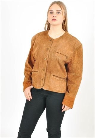 VINTAGE SUEDE LEATHER JACKET IN BROWN