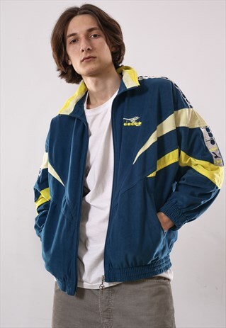 90'S VINTAGE MENS DIADORA LOGO STRIPES TRACK TOP JACKET