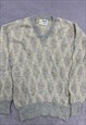 VINTAGE PRINGLE KNITTED JUMPER ABSTRACT PATTERNED SWEATER