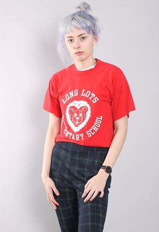 VINTAGE USA SCHOOL GRAPHIC PRINT T-SHIRT