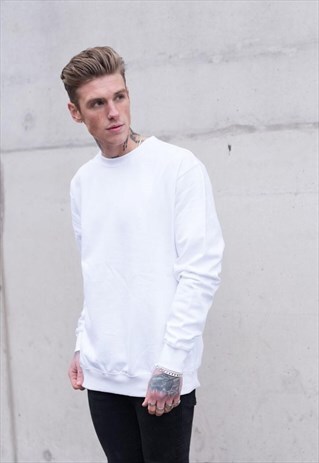 ESSENTIAL BLANK JUMPER PULLOVER SWEATER - WHITE