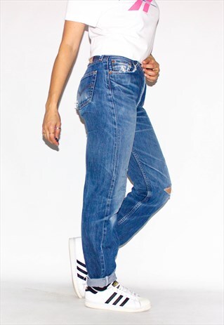 90'S DISTRESSED 501 BUTTON FLY LEVI JEANS
