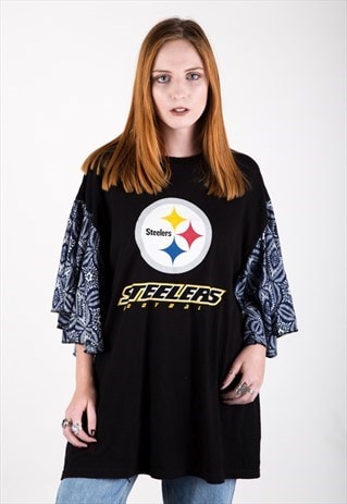 REWORKED VINTAGE T-SHIRT WITH FABRIC SLEEVES