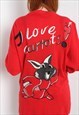 VINTAGE 90'S ANIMAL CRAZY PATTERNED CARDIGAN - RED
