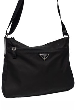 Vintage Prada Re-nylon Crossbody Bag, Tessuto, Black, Unisex