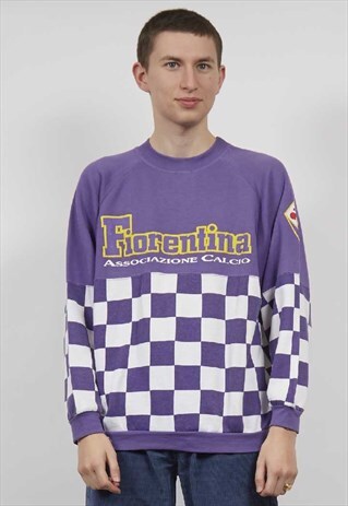 VINTAGE 80'S FOOTBALL CHECKERBOARD PURPLE SWEATSHIRT