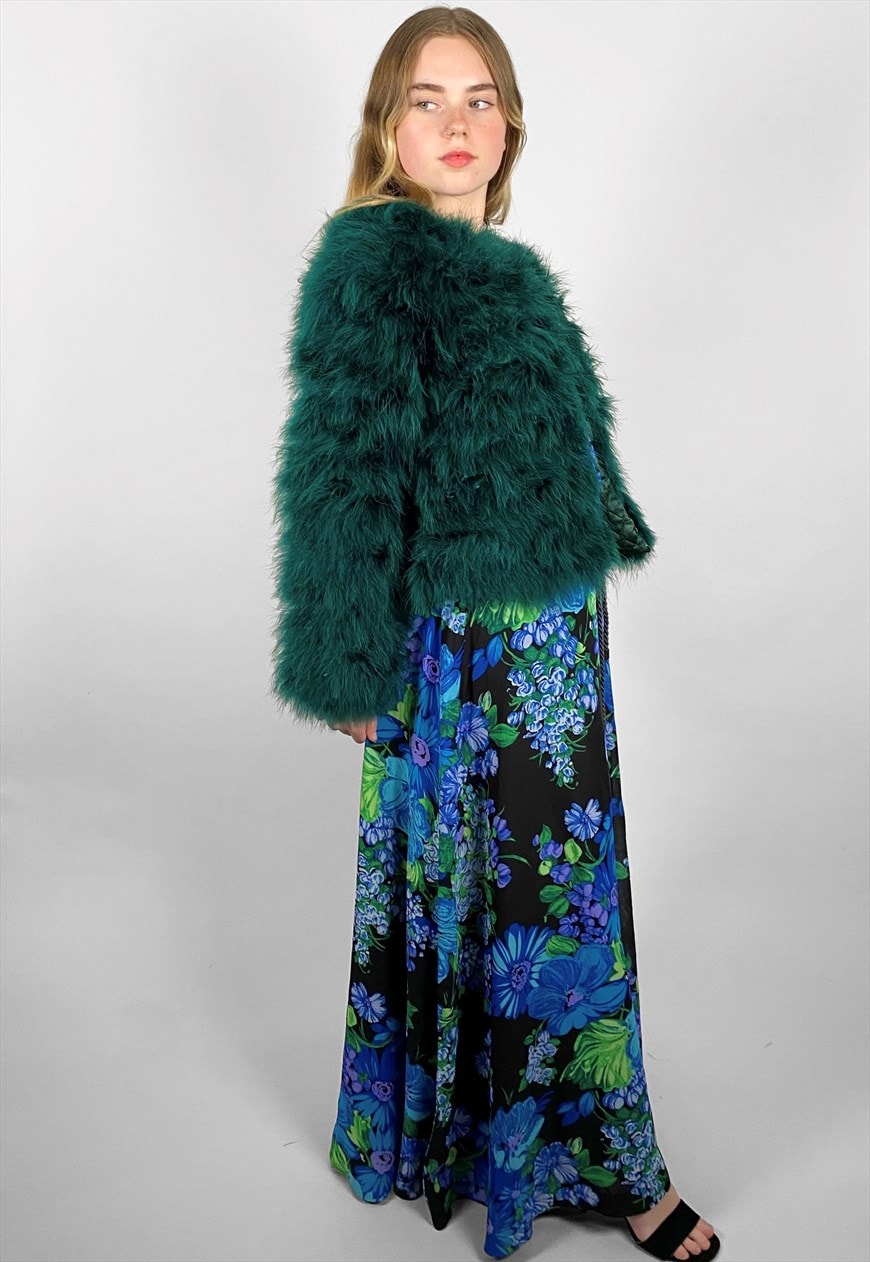 Green hotsell feather jacket