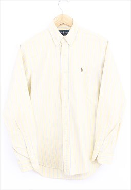 Vintage Ralph Lauren Stripe Shirt Cream Striped Long Sleeve 