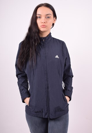 ADIDAS WOMENS VINTAGE TRACKSUIT TOP JACKET MEDIUM BLUE 90'S