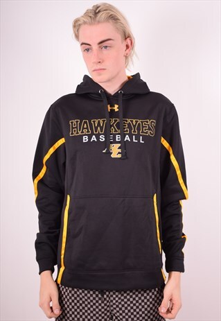 UNDER ARMOUR MENS VINTAGE HOODIE JUMPER MEDIUM BLACK 90S