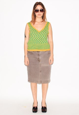 Vintage Y2K denim midi skirt in grey