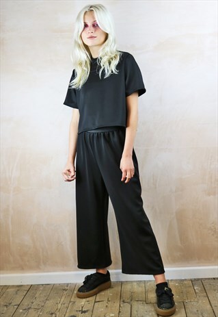 BLACK SUPER SCUBA CROP PANTS CO-ORDINATES