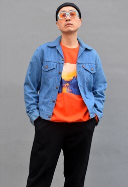 80s Vintage Orange Tab 'Levi's' Cropped Denim Jacket