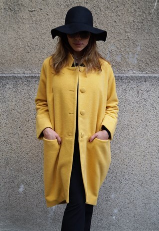 STRAIGHT COAT/YELLOW/WOOL CASHMERE COAT/WINTER/F1266