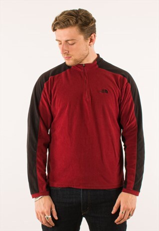 VINTAGE RED BLACK THE NORTH FACE QUARTER ZIP FLEECE