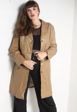 Vintage 90's Mid Length Leather Trench Coat Brown
