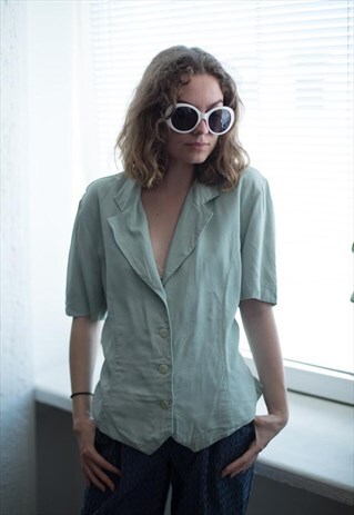 VINTAGE 80'S PASTEL GREEN SHORT SLEEVED TOP