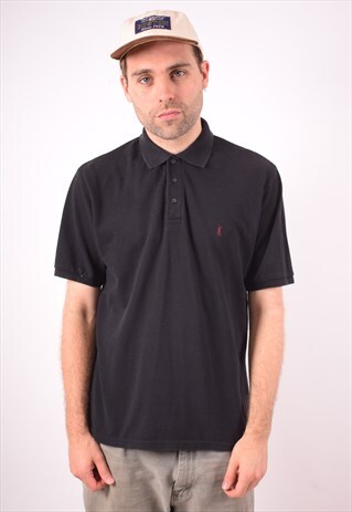YVES SAINT LAURENT MENS VINTAGE POLO SHIRT MEDIUM BLACK 90S