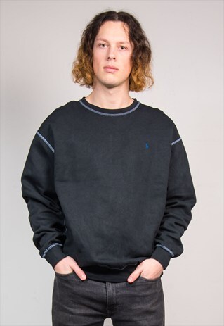 90'S VINTAGE RALPH LAUREN BLACK SWEATSHIRT JUMPER