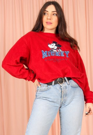 VINTAGE 90S FLEECE SWEATSHIRT WITH MINNIE MOUSE EMBROIDERY